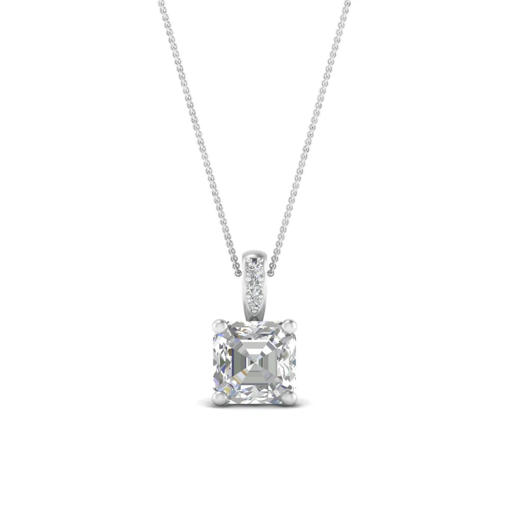 Enchanted Asscher Diamond Drop Pendant Necklace