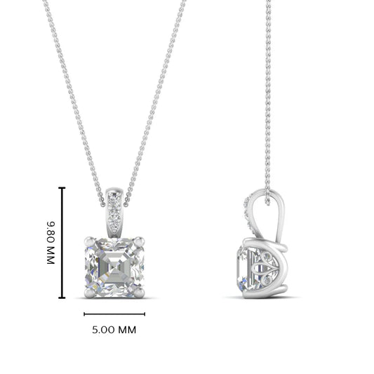 Enchanted Asscher Diamond Drop Pendant Necklace