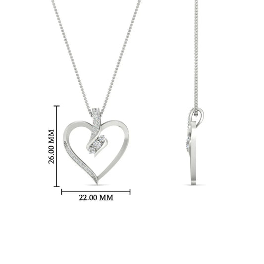 Heart Three Stone Round Diamond Pendant Necklace For Women