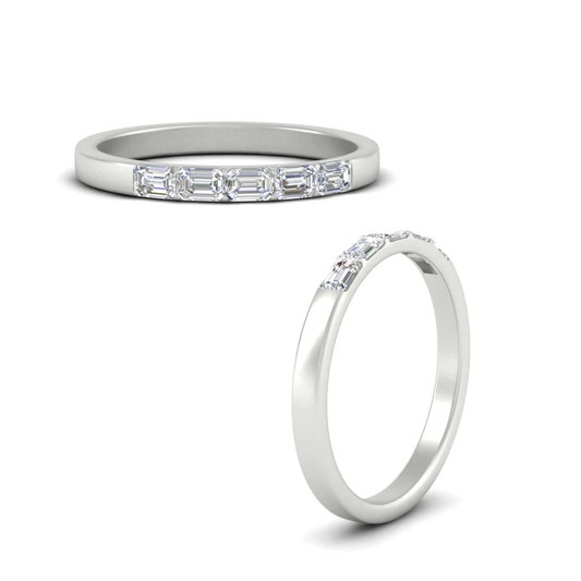 Wedding Band For Elegant Emerald Cut Moissanite Ring For Women