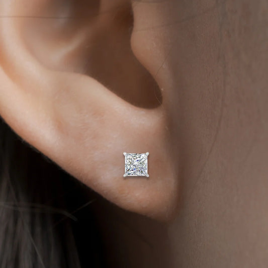 Princess Cut Diamond Stud Earring For Him And Her 1.5ct