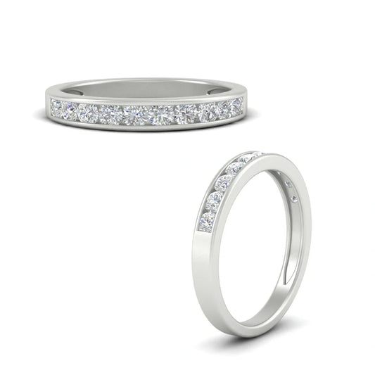 Wedding Band Round Cut Moissanite Channel Set Diamond Ring