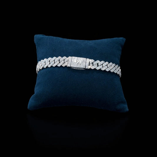 Moissanite Diamond Full White Cuban Iced Silver Bracelet For Men