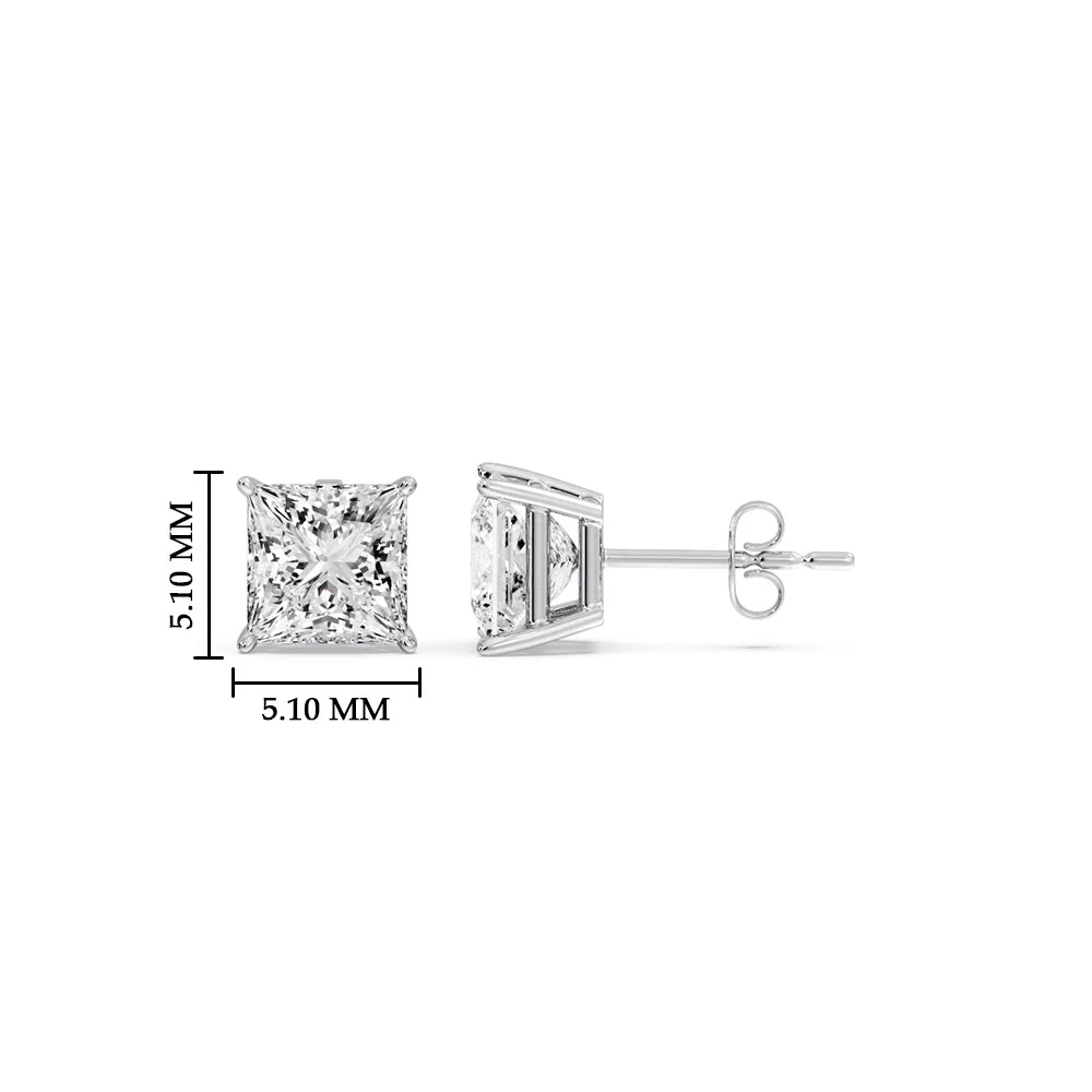 Princess Cut Diamond Stud Earring For Him And Her 1.5ct