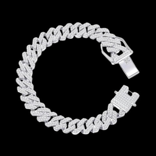 Iced Out Cuban Gold Link Chain Diamond Bracelet for Men