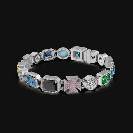 Luxury Bracelet in Every Hue Multicolor Moissanite Diamond In A Men