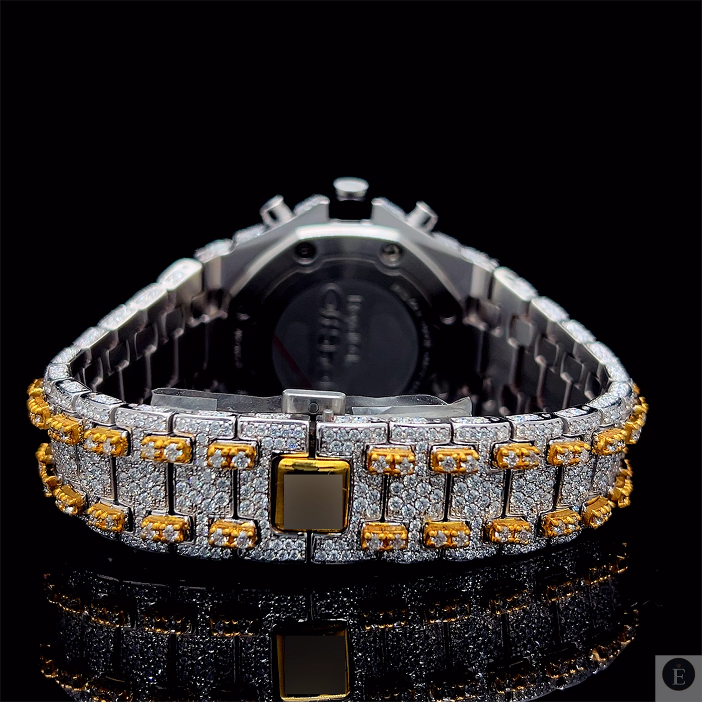 Two Tone Moissanite Watch Gold Silver Iced Out Chronograph