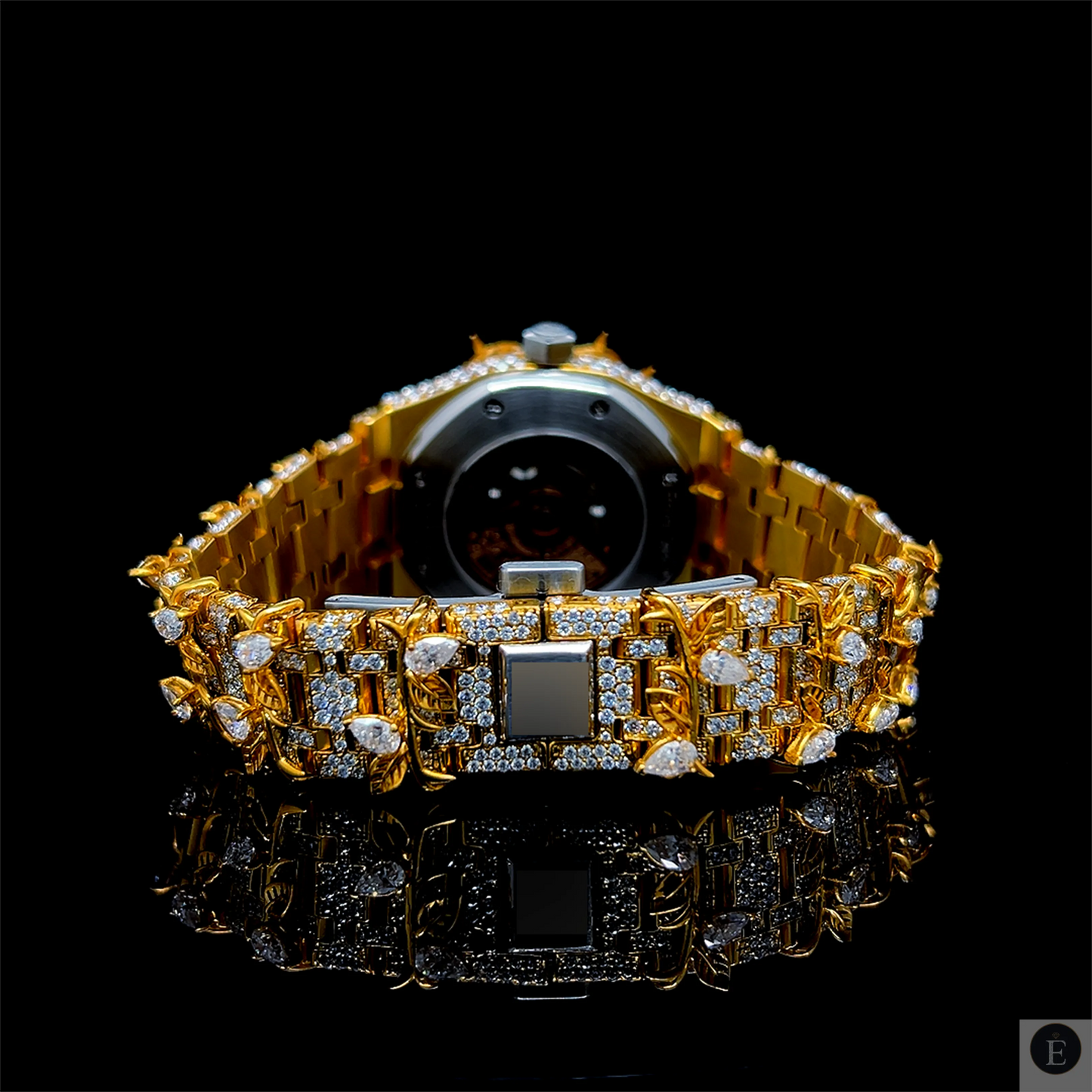 Iced Out Moissanite Watch Gold Finish Thorn Luxury Design