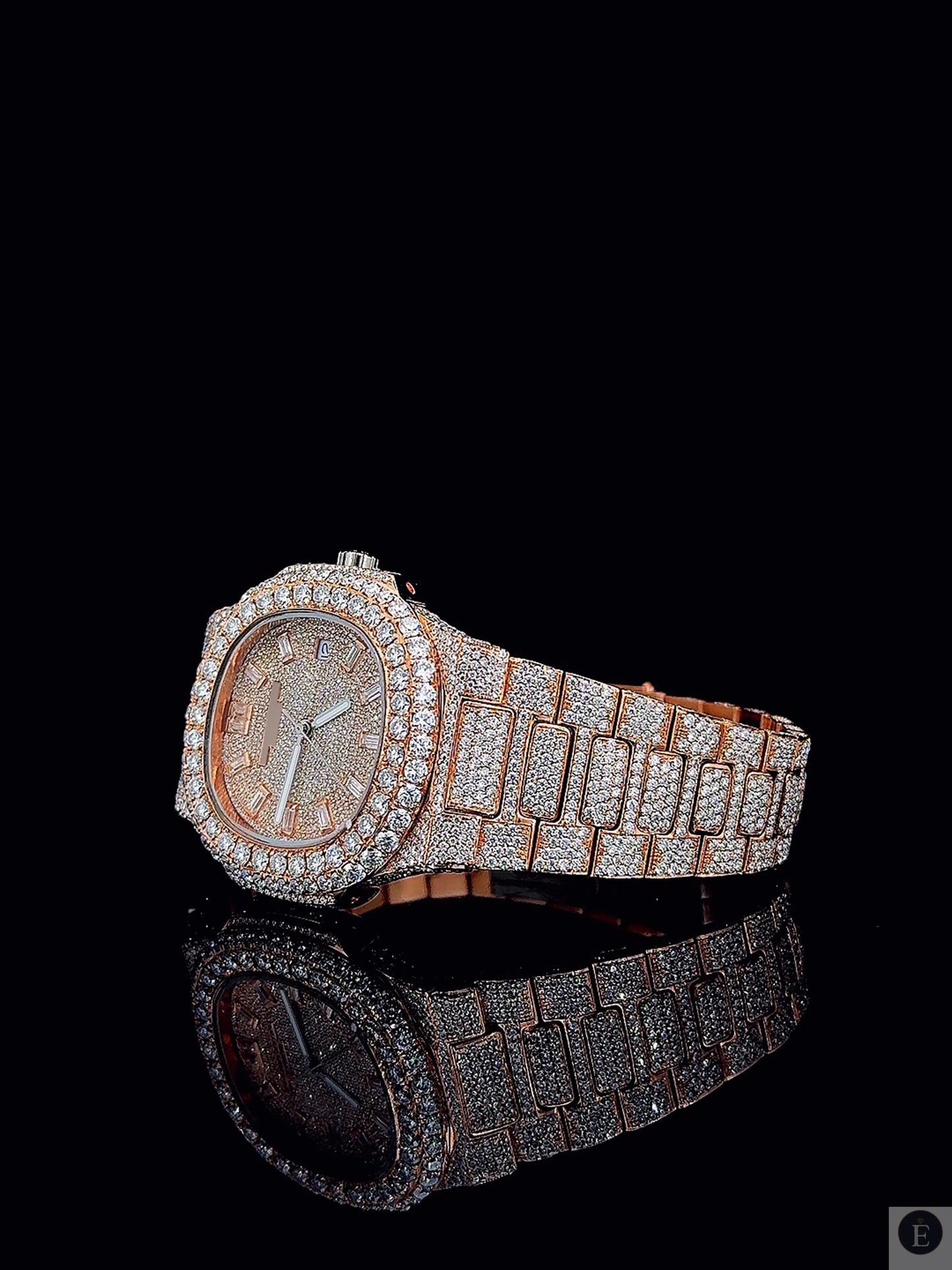 Moissanite Watch Iced Out Rose Gold Silver Sapphire Automatic