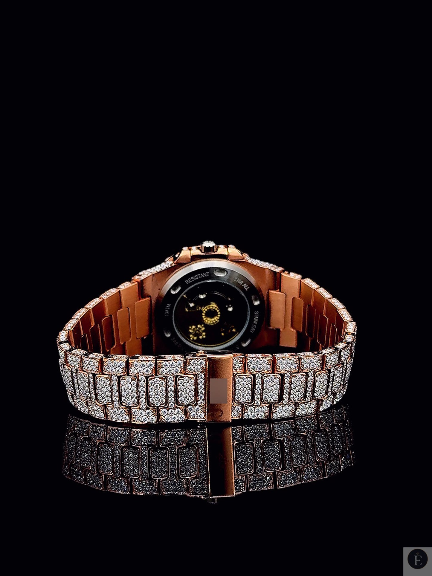 Moissanite Watch Iced Out Rose Gold Silver Sapphire Automatic