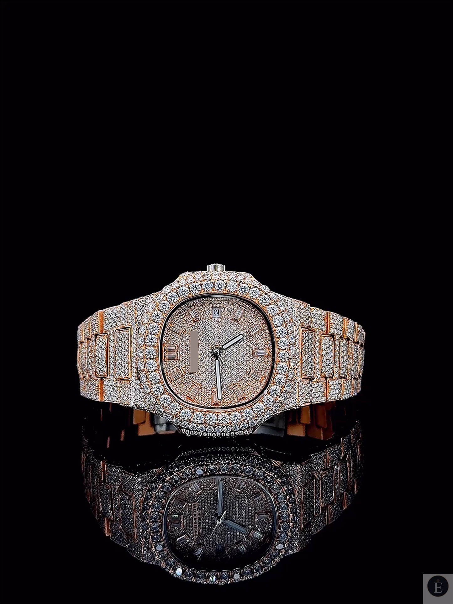 Moissanite Watch Iced Out Rose Gold Silver Sapphire Automatic