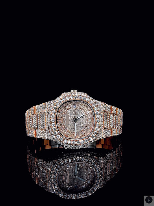 Moissanite Watch Iced Out Rose Gold Silver Sapphire Automatic