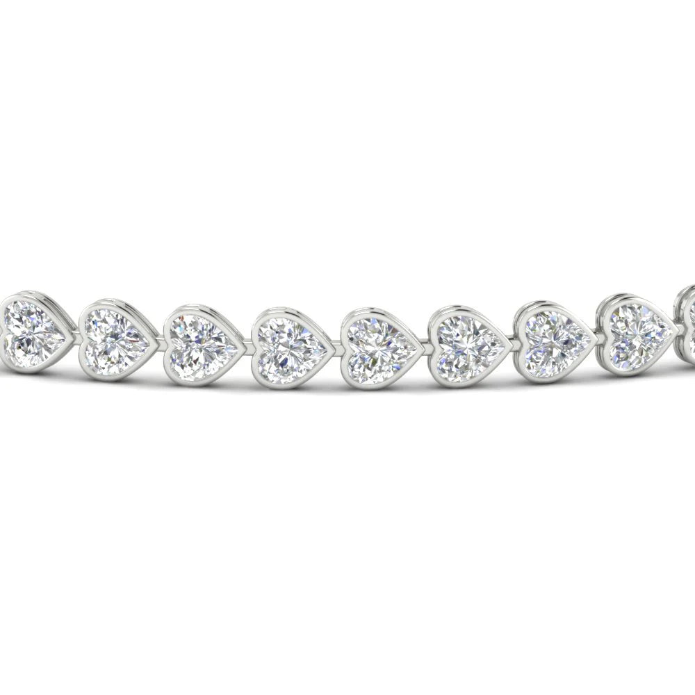 Bezel Set Heart Shaped Moissanite Diamond Tennis Bracelet