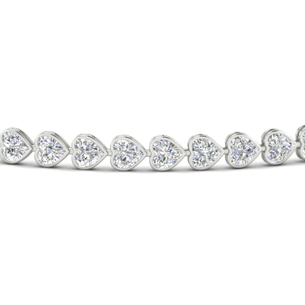 Bezel Set Heart Shaped Moissanite Diamond Tennis Bracelet