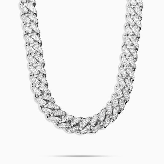 Moissanite Diamond Iced Miami Cuban Chain 925 Silver 19mm