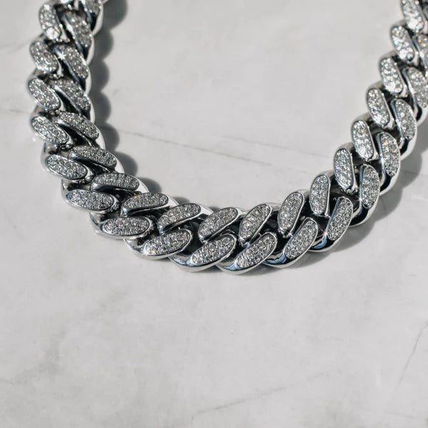 Moissanite Diamond Iced Miami Cuban Chain 925 Silver 19mm