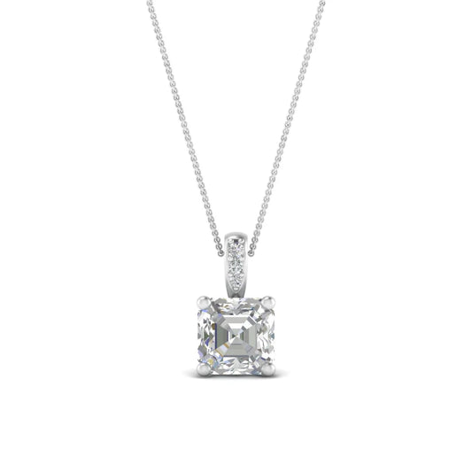 Enchanted Asscher Diamond Drop Pendant Necklace