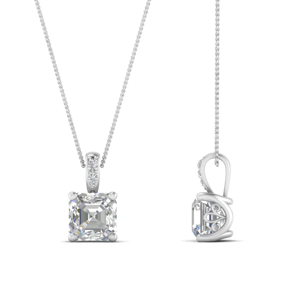 Enchanted Asscher Diamond Drop Pendant Necklace
