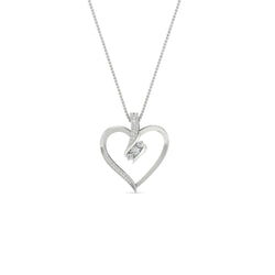 Heart Three Stone Round Diamond Pendant Necklace For Women