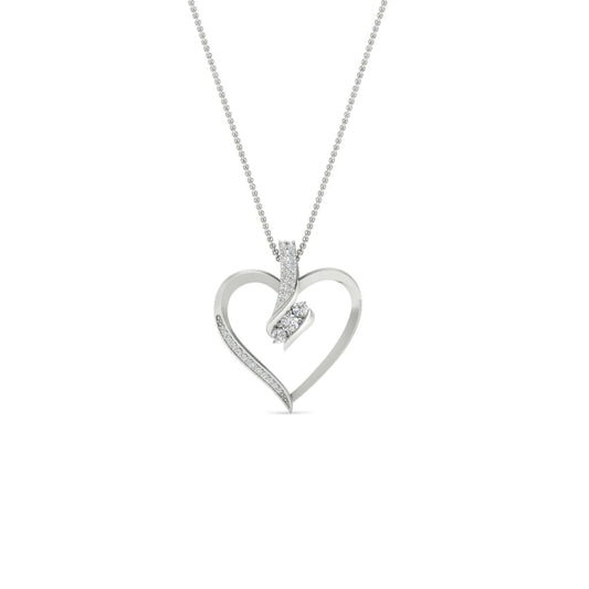 Heart Three Stone Round Diamond Pendant Necklace For Women