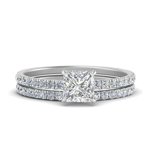 Princess Cut Moissanite Engagement Ring Bridal Set Women