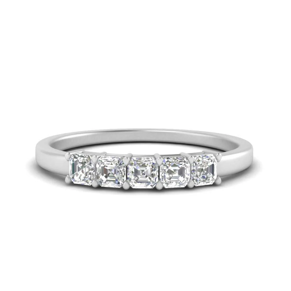 Eternity Wedding Band Asscher Cut Moissanite Ring For Her 0.50ct