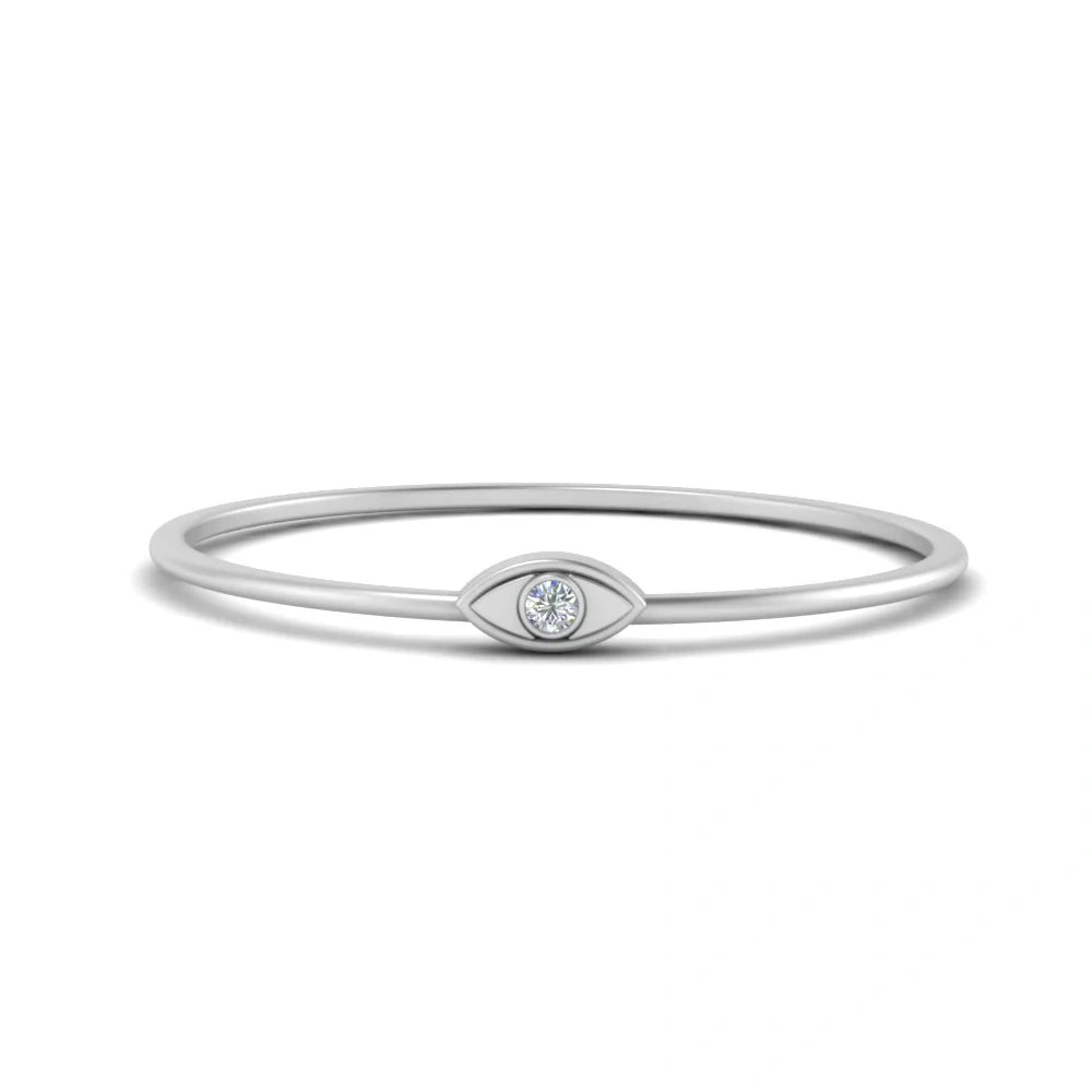 Wedding Band Evil Eye Moissanite Dainty Ring in His