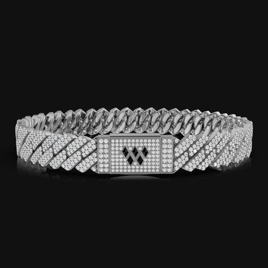 Moissanite Diamond Full White Cuban Iced Silver Bracelet For Men