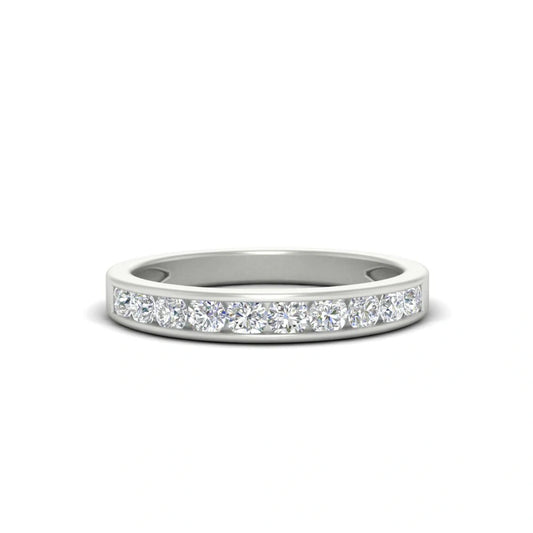 Wedding Band Round Cut Moissanite Channel Set Diamond Ring