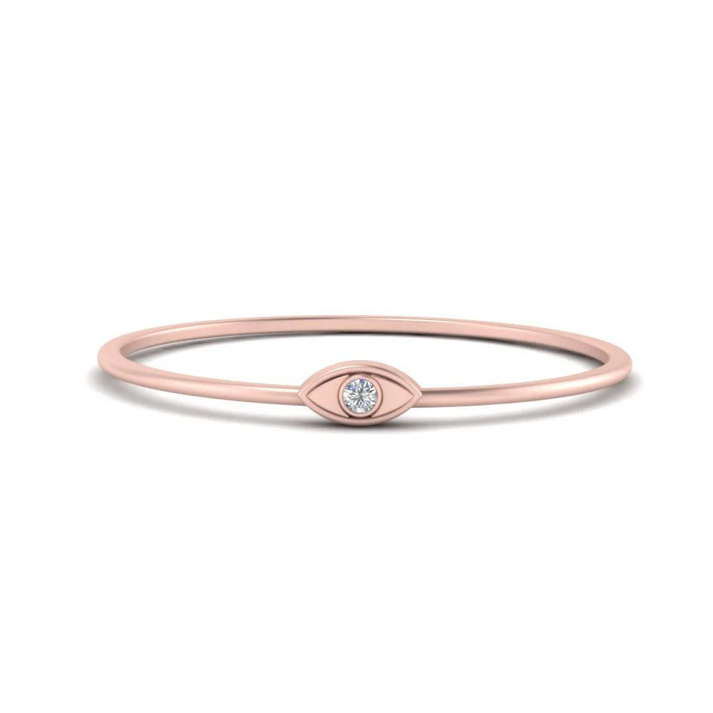 Wedding Band Evil Eye Moissanite Dainty Ring in His