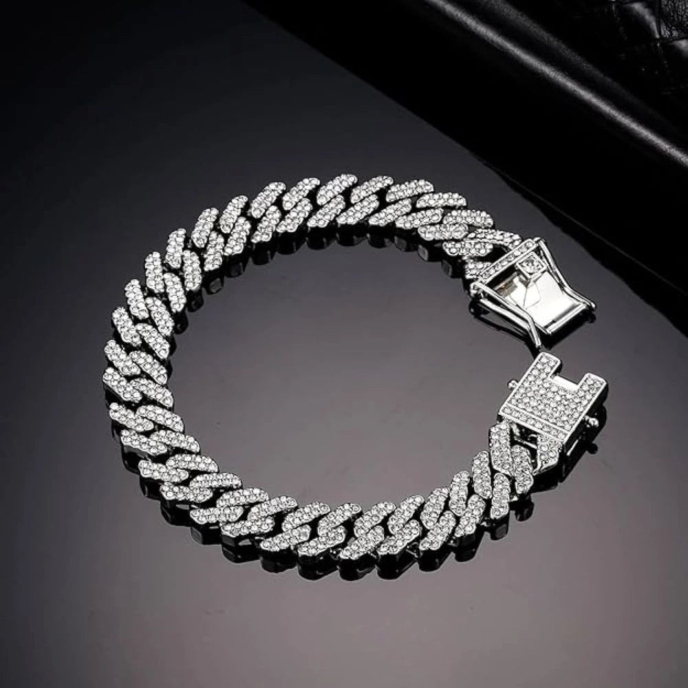 Iced Out Cuban Gold Link Chain Diamond Bracelet for Men