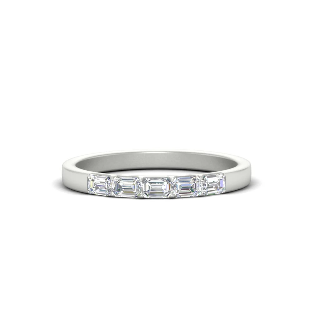 Wedding Band For Elegant Emerald Cut Moissanite Ring For Women