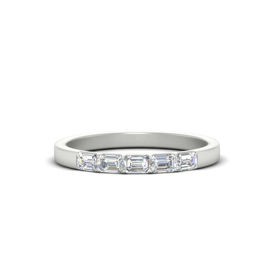 Wedding Band For Elegant Emerald Cut Moissanite Ring For Women