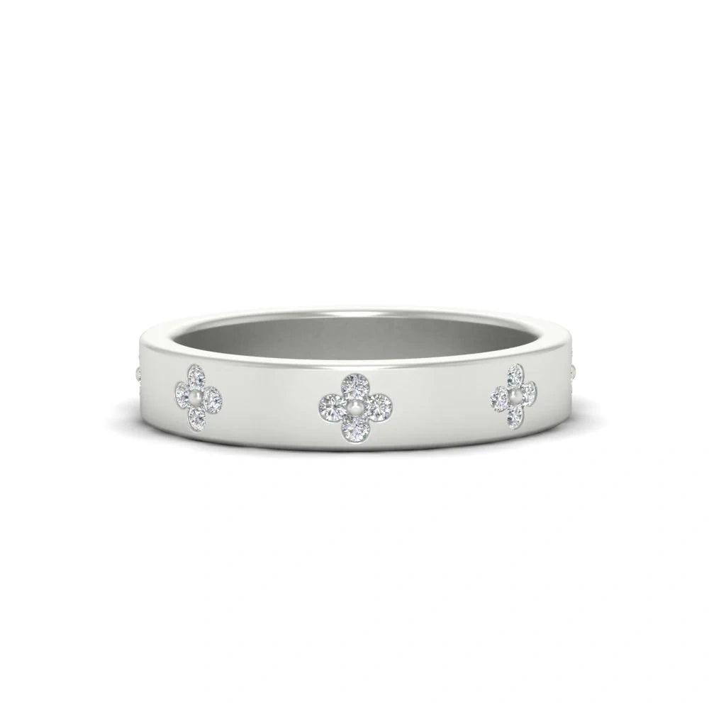 Wedding Band Floral Diamond Moissanite Ring For Women