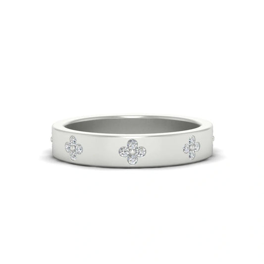 Wedding Band Floral Diamond Moissanite Ring For Women