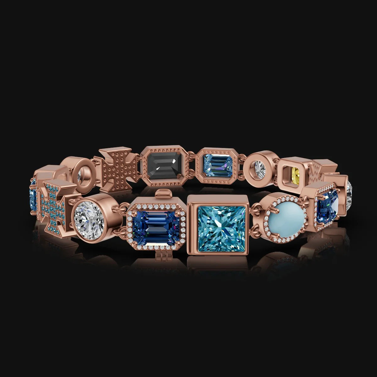 Luxury Bracelet in Every Hue Multicolor  Moissanite Diamond In A Men