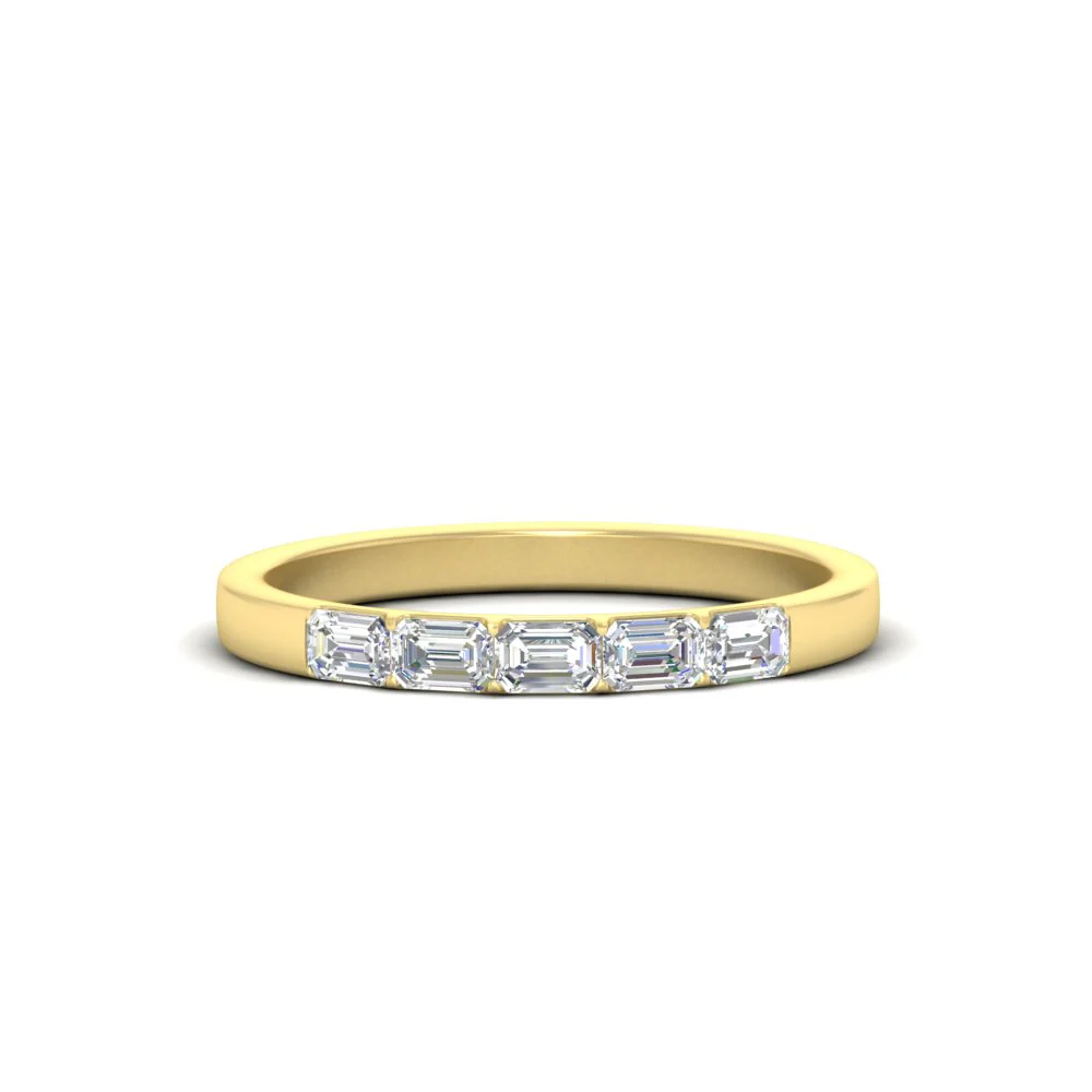 Wedding Band For Elegant Emerald Cut Moissanite Ring For Women