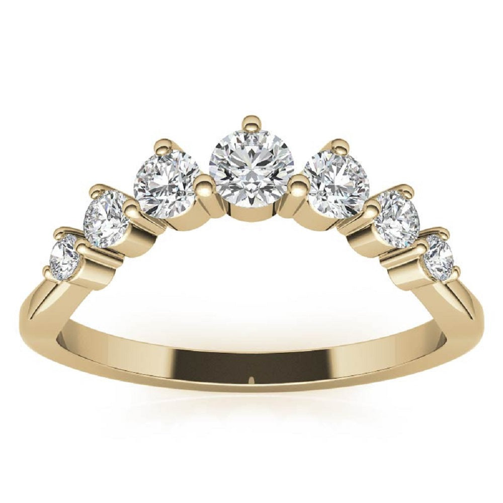 Wedding Band Curved Half Eternity Moissanite Diamond Ring