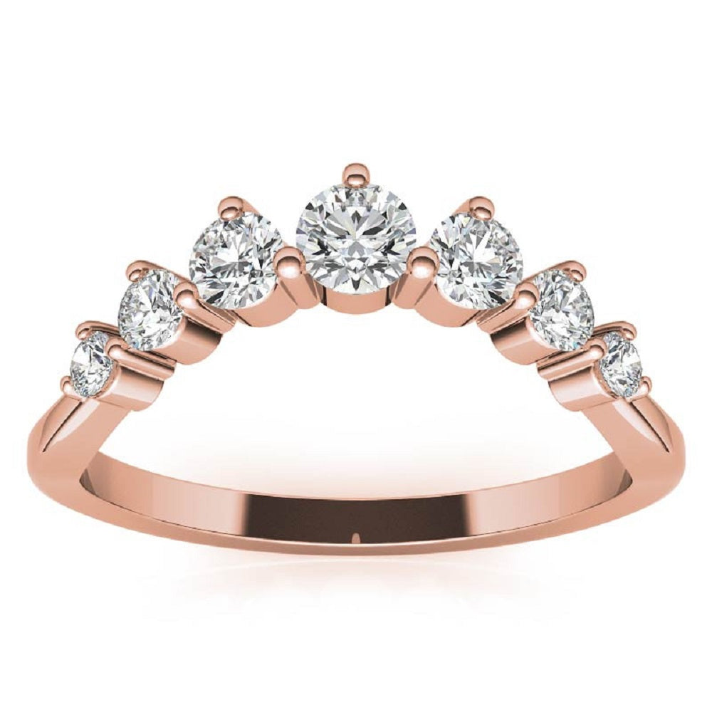 Wedding Band Curved Half Eternity Moissanite Diamond Ring