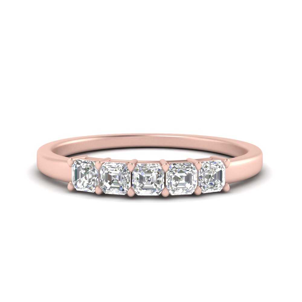 Eternity Wedding Band Asscher Cut Moissanite Ring For Her 0.50ct