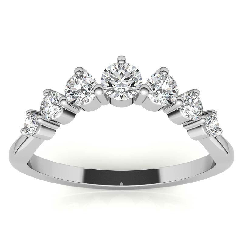 Wedding Band Curved Half Eternity Moissanite Diamond Ring