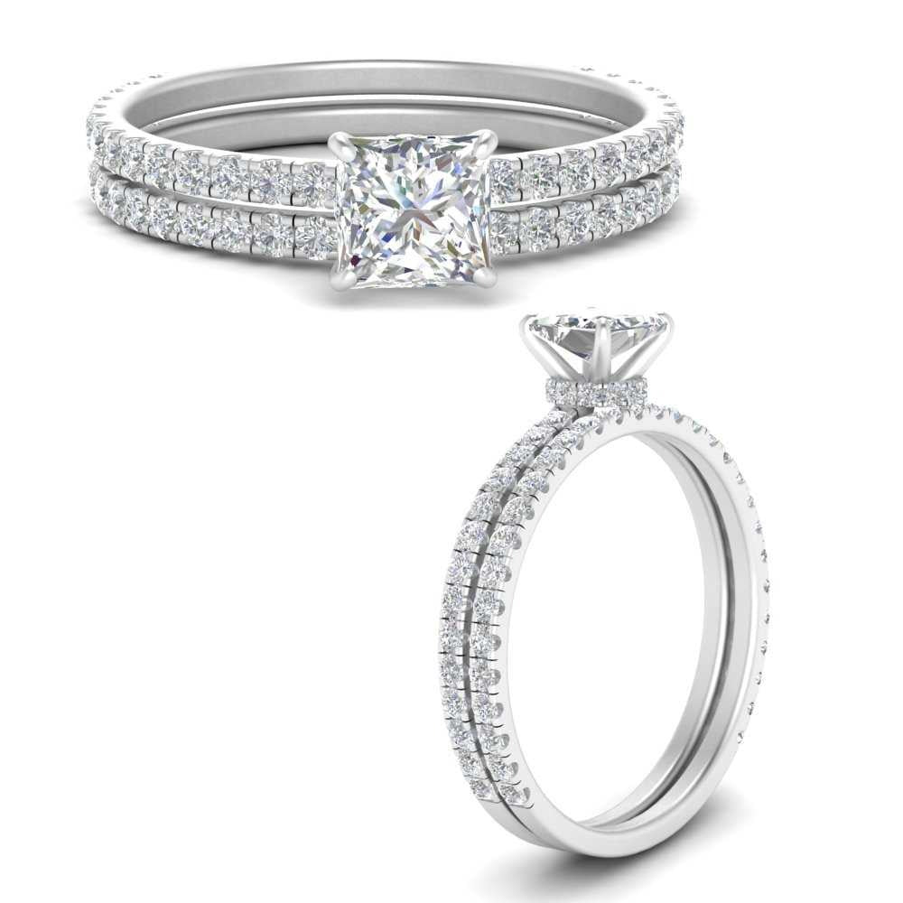 Princess Cut Moissanite Engagement Ring Bridal Set Women