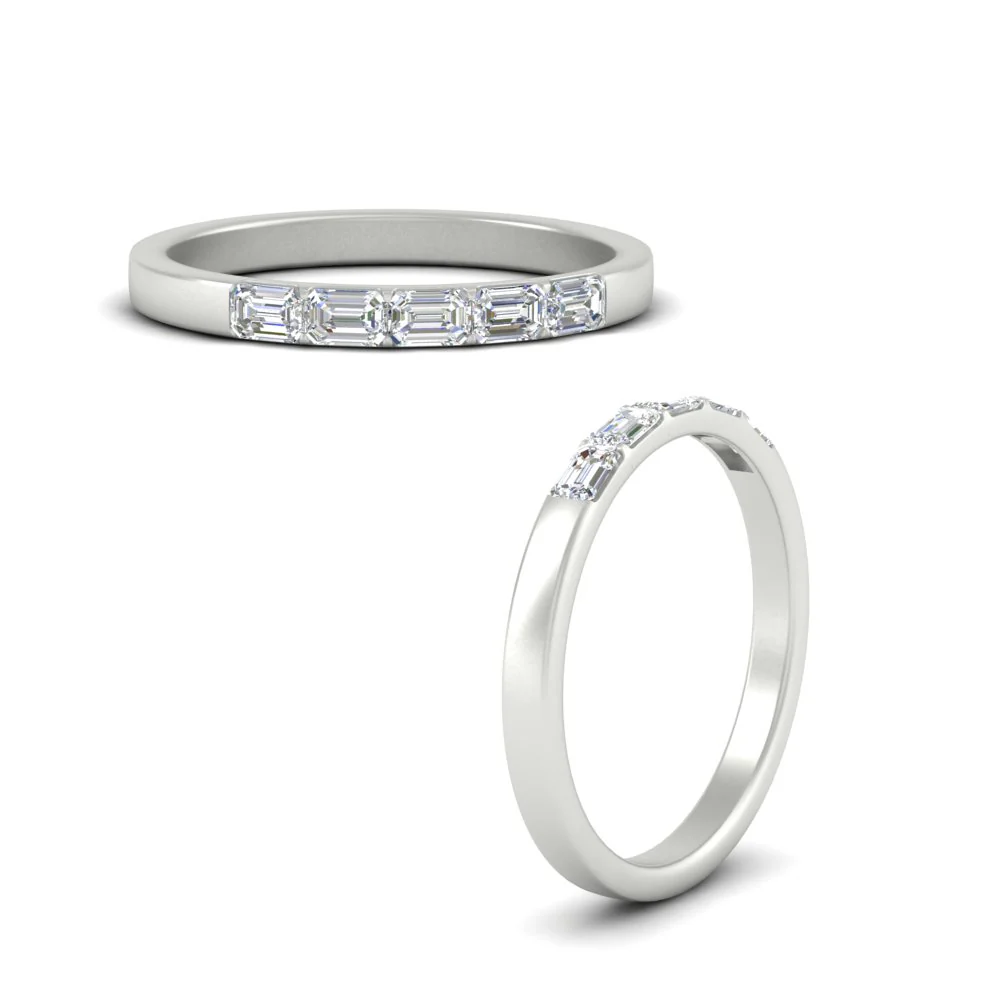 Wedding Band For Elegant Emerald Cut Moissanite Ring For Women