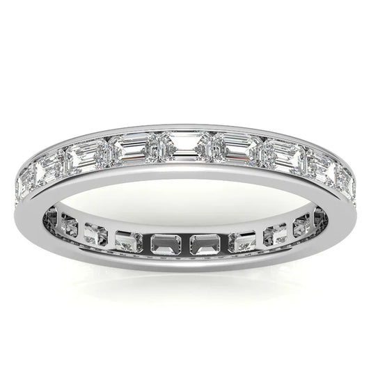 Full Eternity Wedding Band Emerald Moissanite Ring For Her