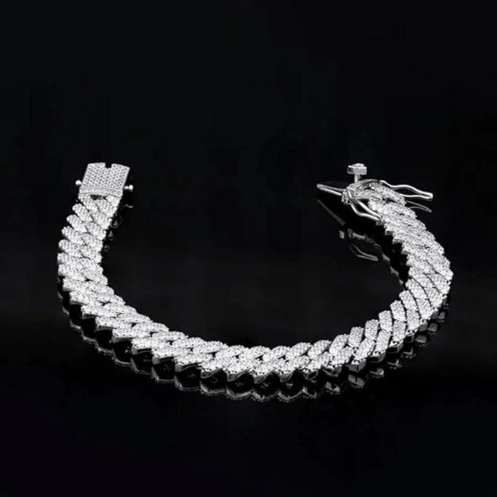 Iced Out Cuban Gold Link Chain Diamond Bracelet for Men