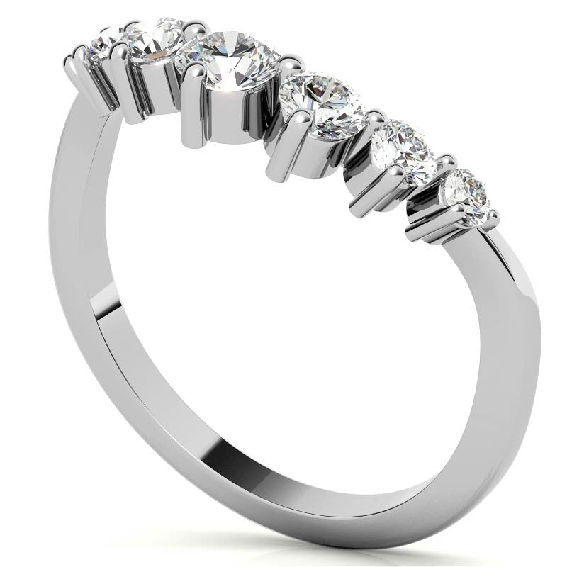 Wedding Band Curved Half Eternity Moissanite Diamond Ring
