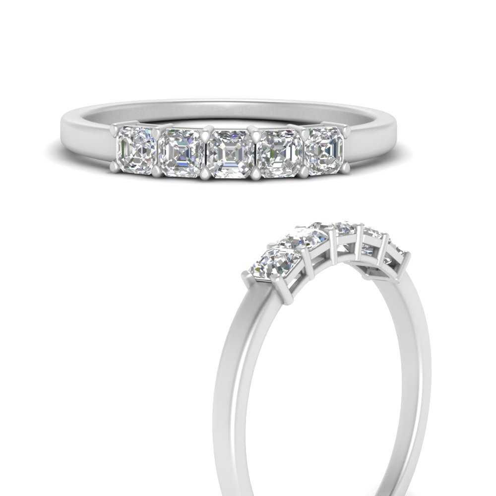 Eternity Wedding Band Asscher Cut Moissanite Ring For Her 0.50ct