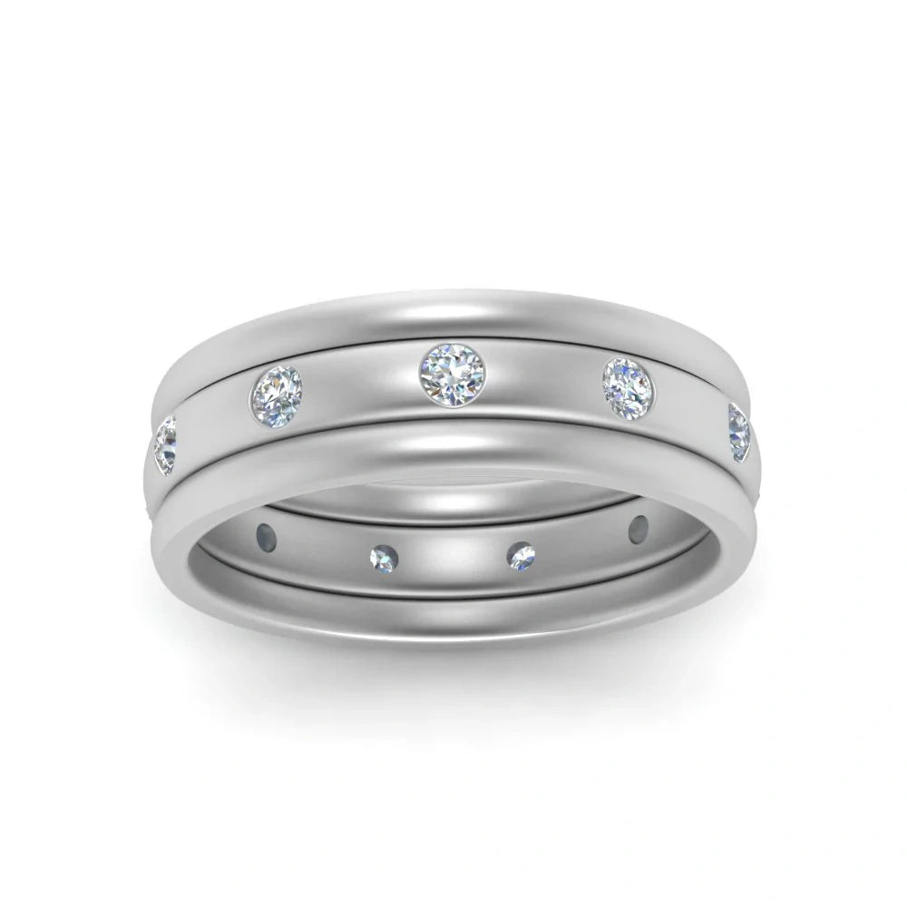 Eternity Wedding Band Bezel Setting Moissanite Ring For statement wear