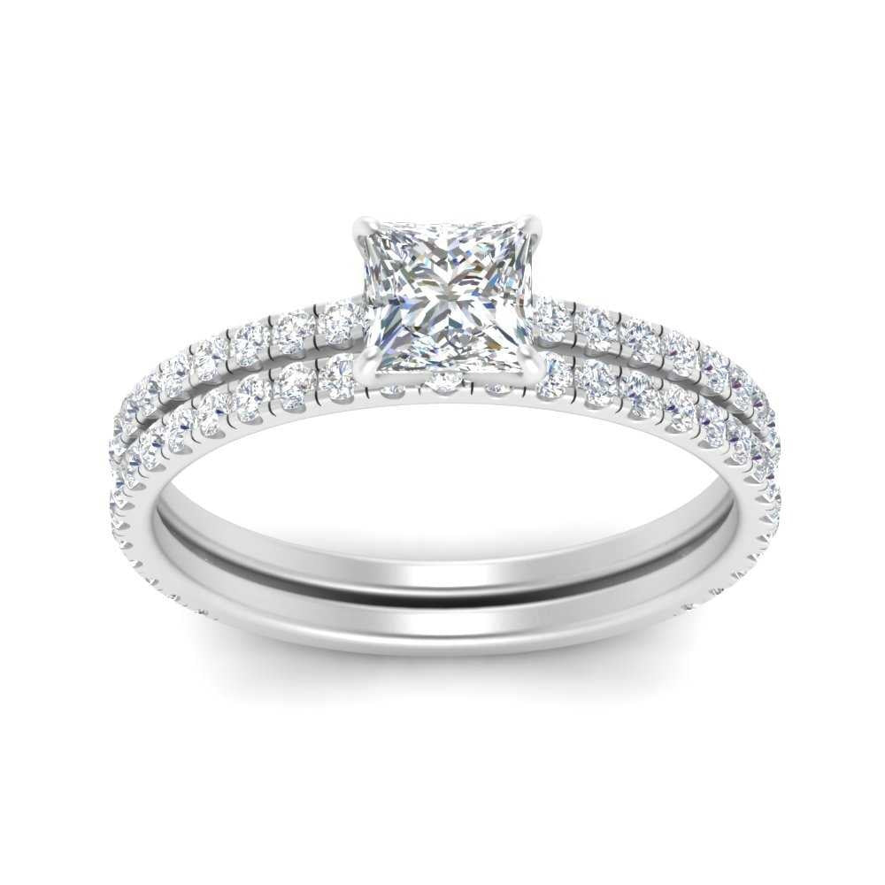 Princess Cut Moissanite Engagement Ring Bridal Set Women