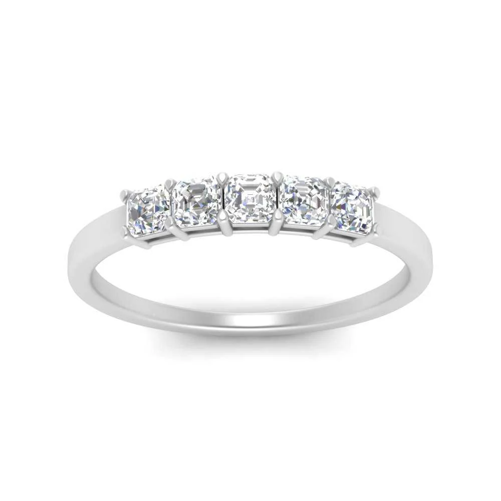 Eternity Wedding Band Asscher Cut Moissanite Ring For Her 0.50ct